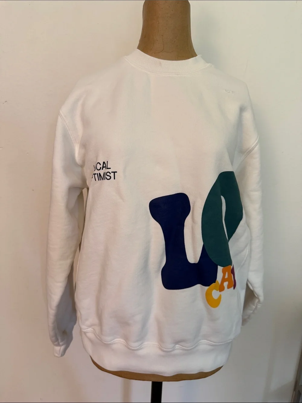 Madhappy S White Graphic Crewneck Sweater Multicolor Lettering oversized